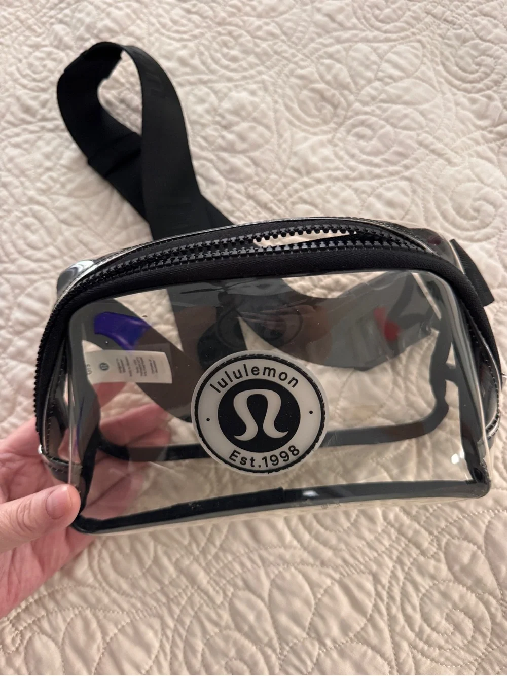 Lululemon Clear Belt Bag 1L Black Logo Est. 1998 Crossbody Stadium Bag
